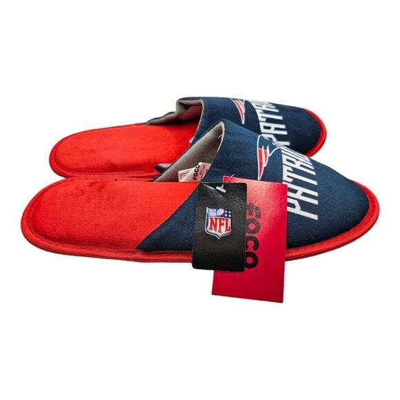 New England Patriots NFL American Football Logo Mens Slide Slippers SZ M NWT - Picture 2 of 8
